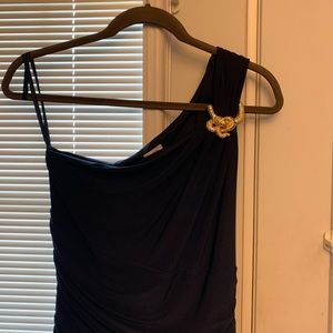 NAVY OFF THE SHOULDER CACHE DRESS SIZE 6.